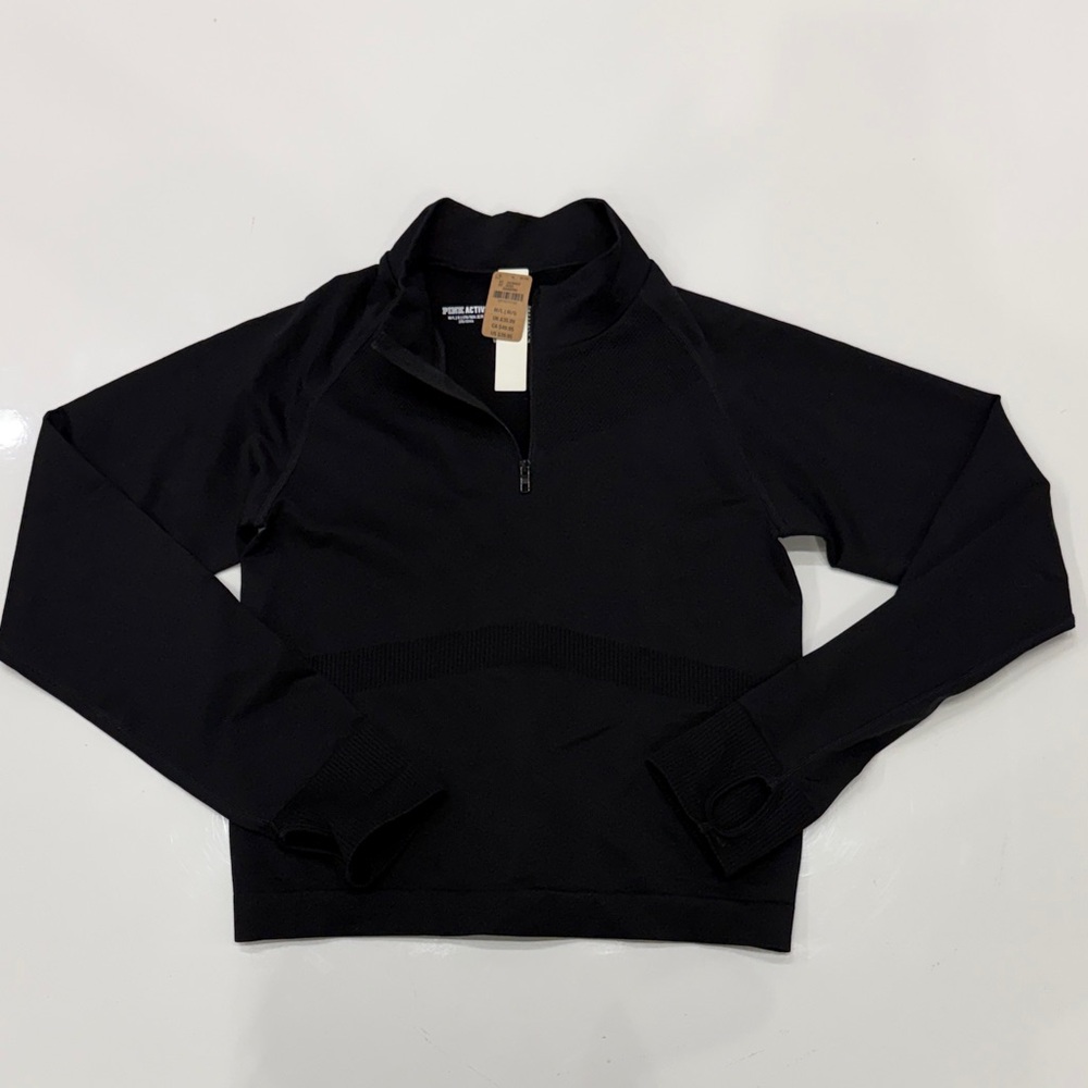 PINK Victoria's Secret Black Half-Zip Pullover
